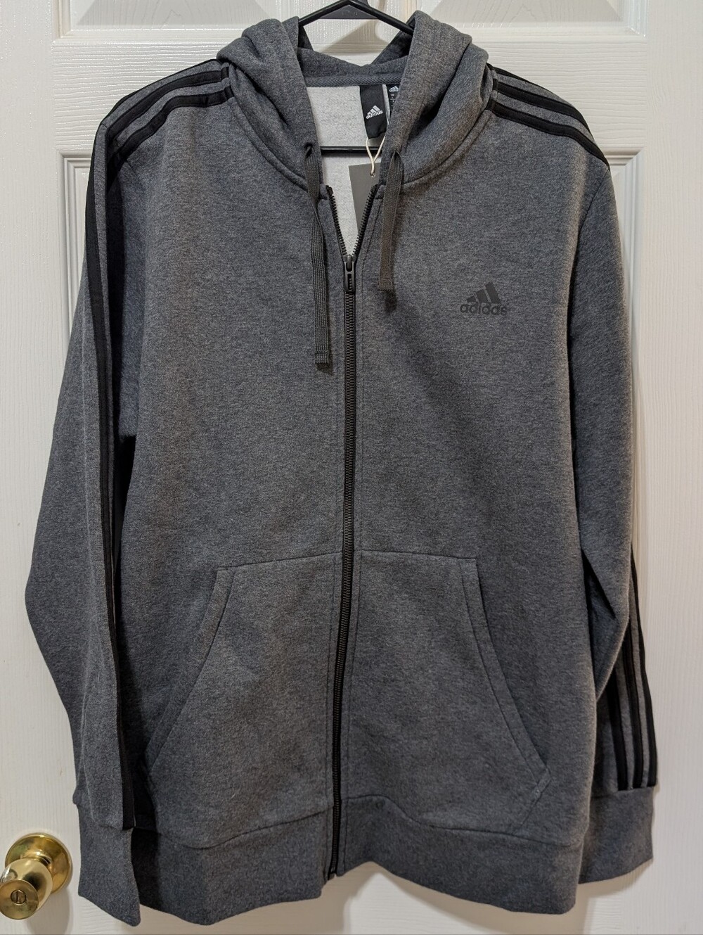 NWT Adidas Men’s Gray Full-Zip Hoodie Sweatshirt Size L
